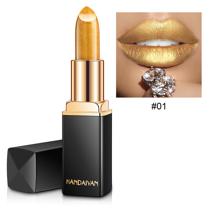 Shiny Metallic Lipstick Pearlescent Color Temperature Change Lipstick Gilt Lipstick - Image 7