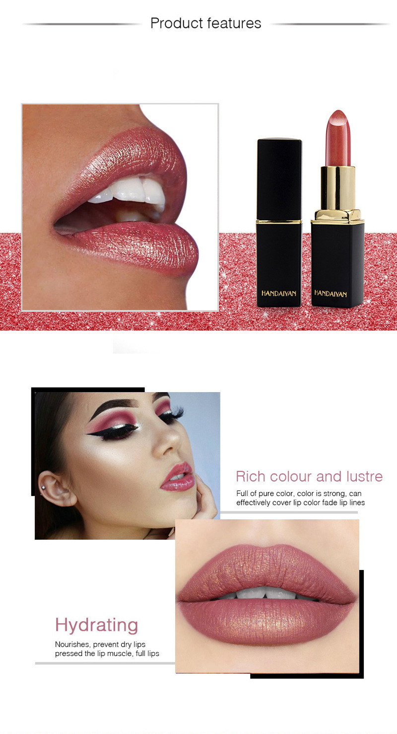Shiny Metallic Lipstick Pearlescent Color Temperature Change Lipstick Gilt Lipstick - Image 8