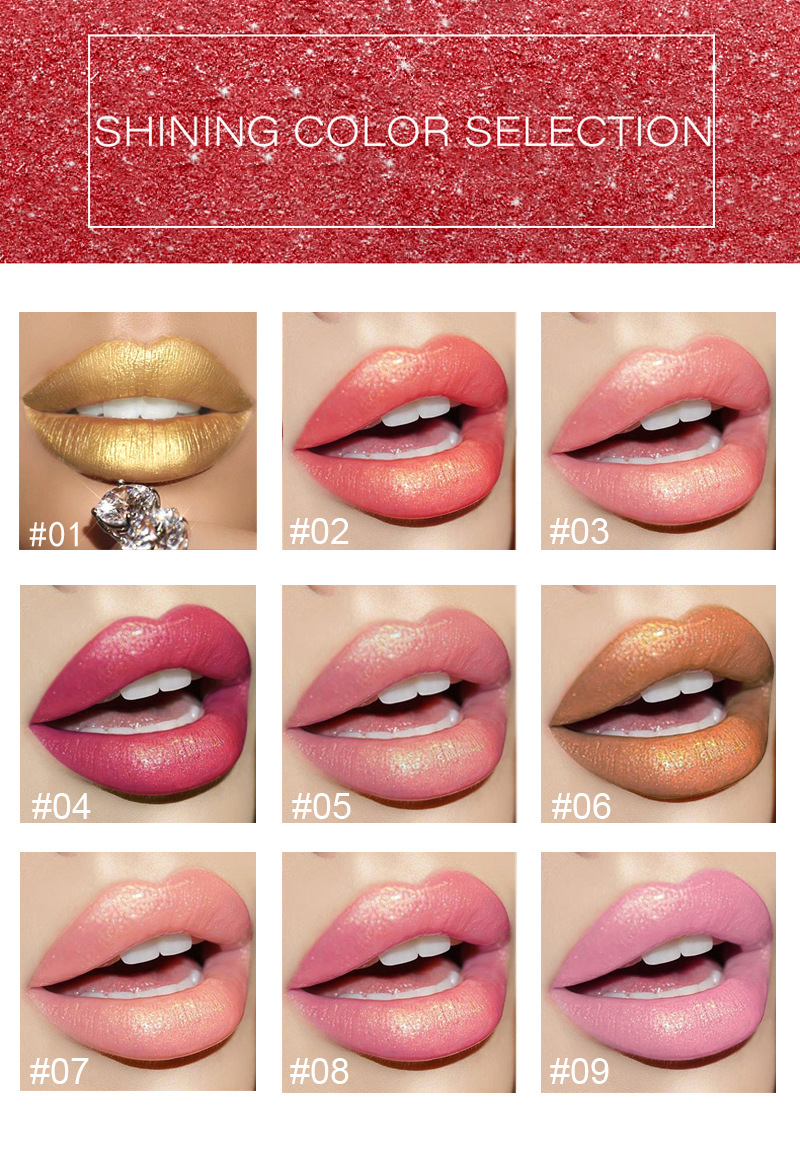 Shiny Metallic Lipstick Pearlescent Color Temperature Change Lipstick Gilt Lipstick - Image 3